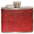 Hip flask 12 cl, salmon skin leather Red