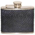 Hip flask 12 cl, salmon skin leather Dark blue