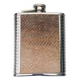 Hip flask 12 cl, salmon skin leather Natural brown