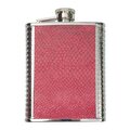 Hip flask 12 cl, salmon skin leather Red