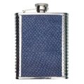 Hip flask 12 cl, salmon skin leather Dark blue