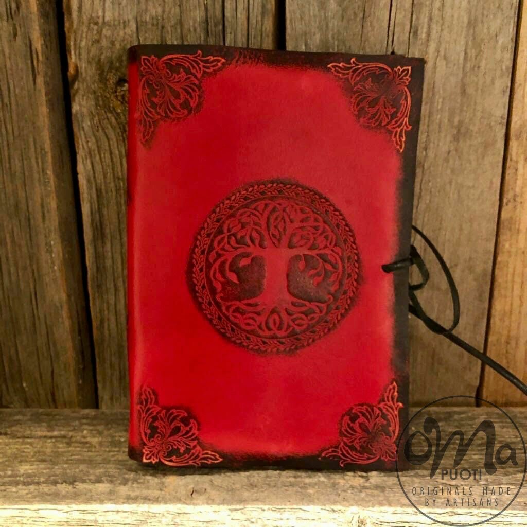 Nahkakantinen muistikirja Malli: Elämänpuu