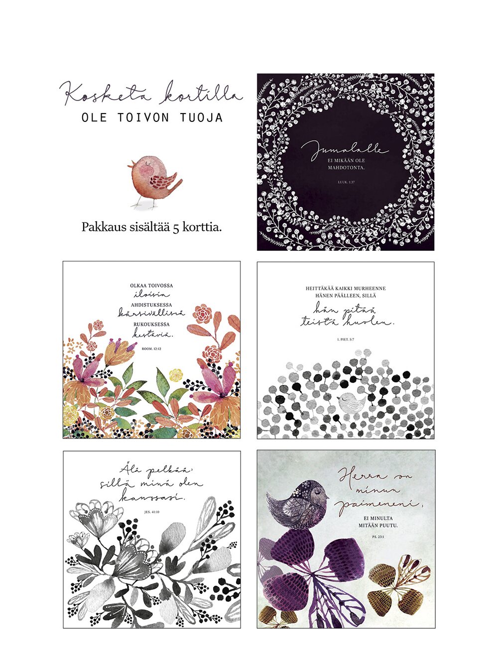 SiniSusa Raamatunlause postikortit Korttipaketti B