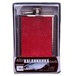 Hip flask 12 cl, salmon skin leather