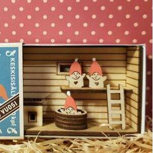 Plywood card - Elves in the Sauna