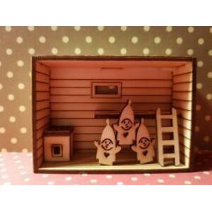Plywood card - Elves in the Sauna