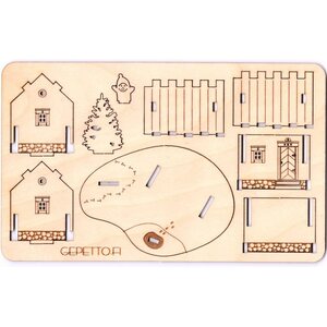 Plywood card - Elf in ice hole