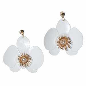 Upcycle with Jing Butterfly Orchid Stud Earrings, white