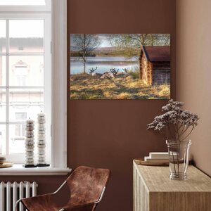 Porot rannalla, canvastaulu 50 x 75