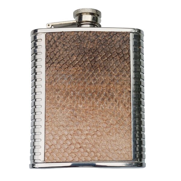 Hip flask 12 cl, salmon skin leather